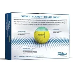 Titleist Tour Soft Yellow Personalized Golf Balls 11 Titleist Tour Soft Yellow Personalized Golf Balls -Precision Swing Golf Store titleist 2022 tour soft yellow golf balls back itempicture