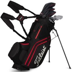 Titleist Hybrid 14 Stand Bag -Precision Swing Golf Store titleist 2023 hybrid 14 stand bag black black red straps itempicture